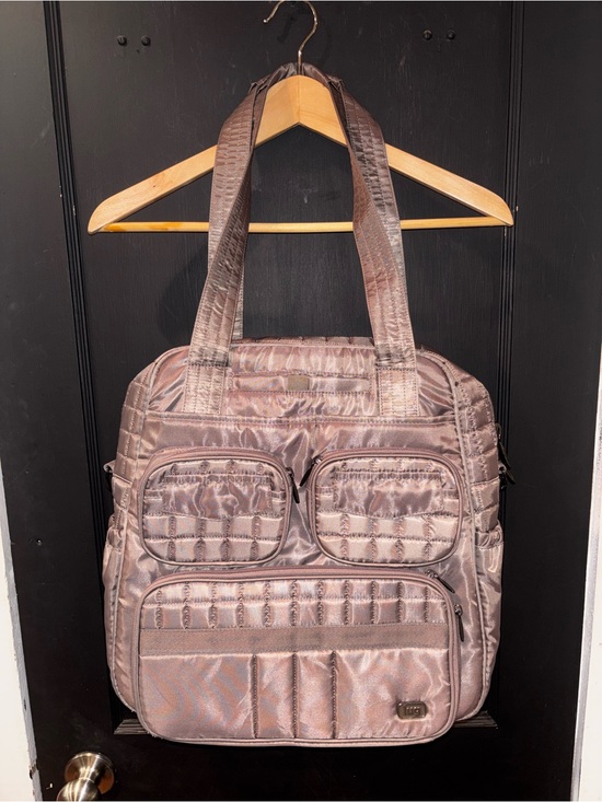 lug Handbags - Lug Puddle Jumper Metallic Gray Quilted Convertible Tote Backpack Travel